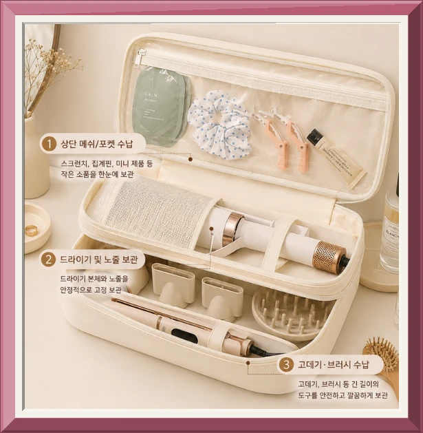 융풍 대용량 여행용 세면도구 파우치 화장품 헤어툴 수납백 고데기 드라이기 보관가방 사진2