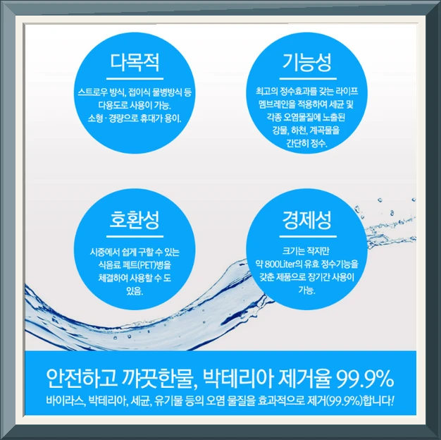 업소용영업용 여름겨울가성비
경량 아웃도어 정수 필터 휴대용 캠핑 정수 필터 비상용 사진2