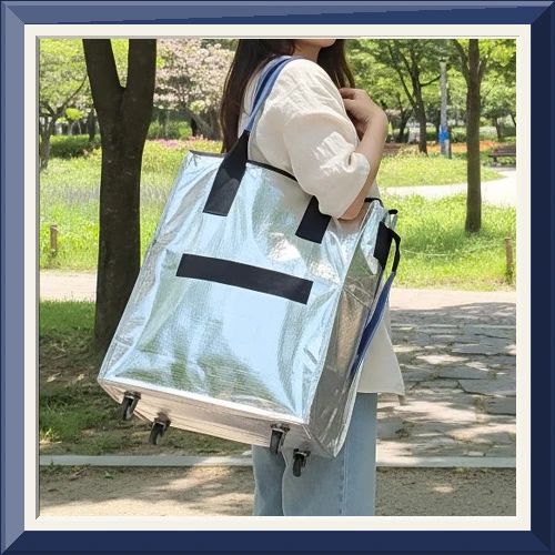롤링카트 시장바구니 캐리어 바퀴달린 접이식 쇼핑 장바구니 제니 롤링백 L(대형), 블랙 사진4